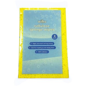 Pack of 4 Cellulose Absorbent Sponge Wipes