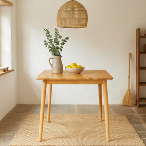 Square Wooden Dining Table - 90cm x 90cm - Natural