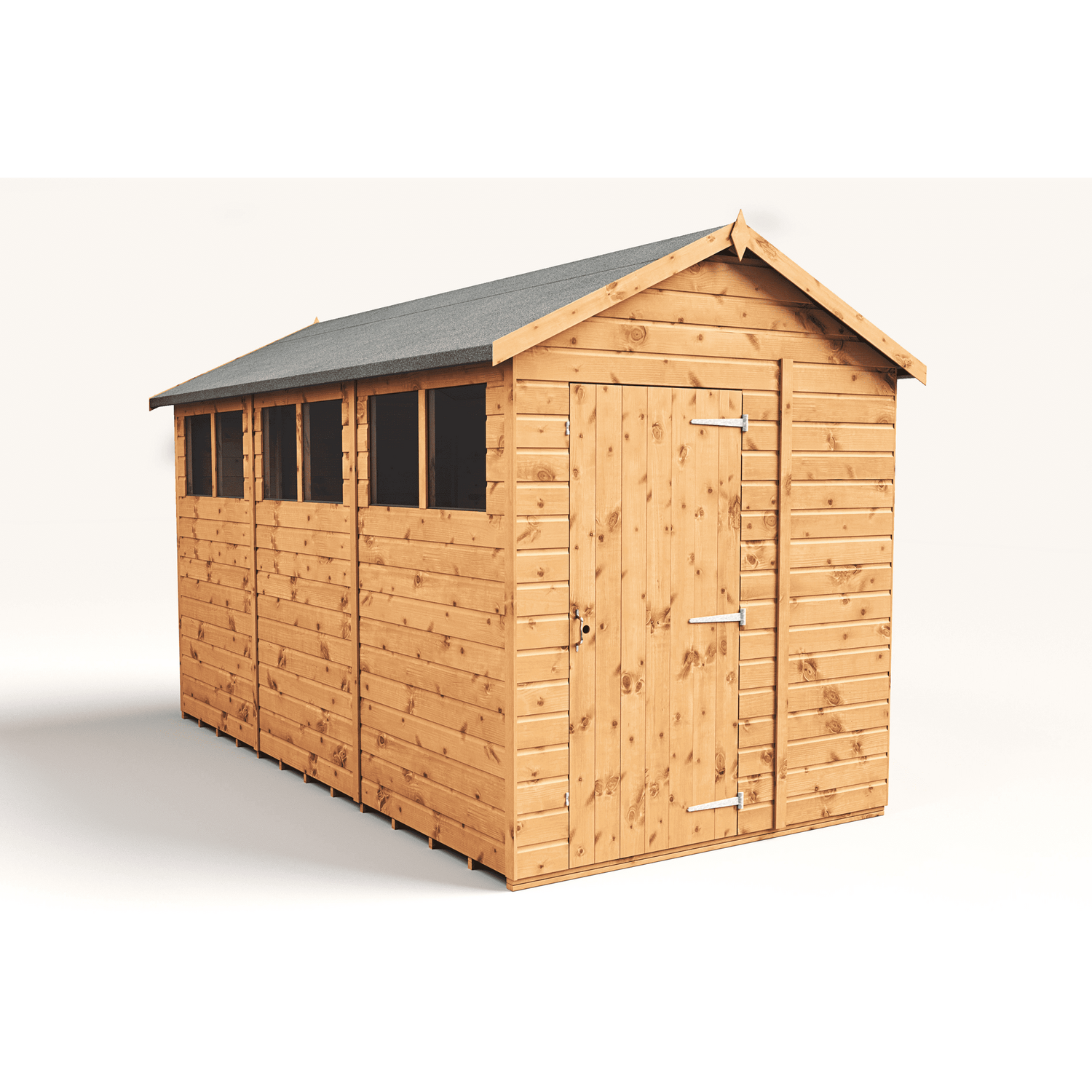 Empire 6x12 Modular Apex Garden Shed with a Single Door & Windows - Brown