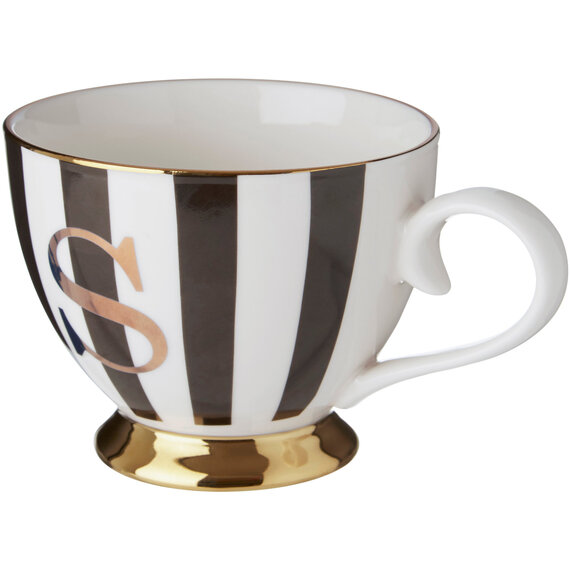 Duchess Black and White Monogram Mug, S