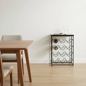 Iron & Wood 12 Bottle Wine Rack Stand - Grey