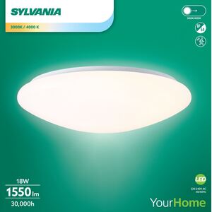 Sylvania SylCircle LED Round Ceiling Light 18W 1550 Lumens IP54 DualTone Flush M
