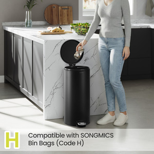 Kitchen Bin, Round Trash Bin with 15 Trash Bags, Metal Pedal