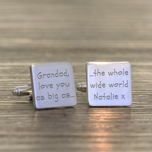 Personalised Grandad love you as big as the whole wide world Cufflinks - Silver Finish