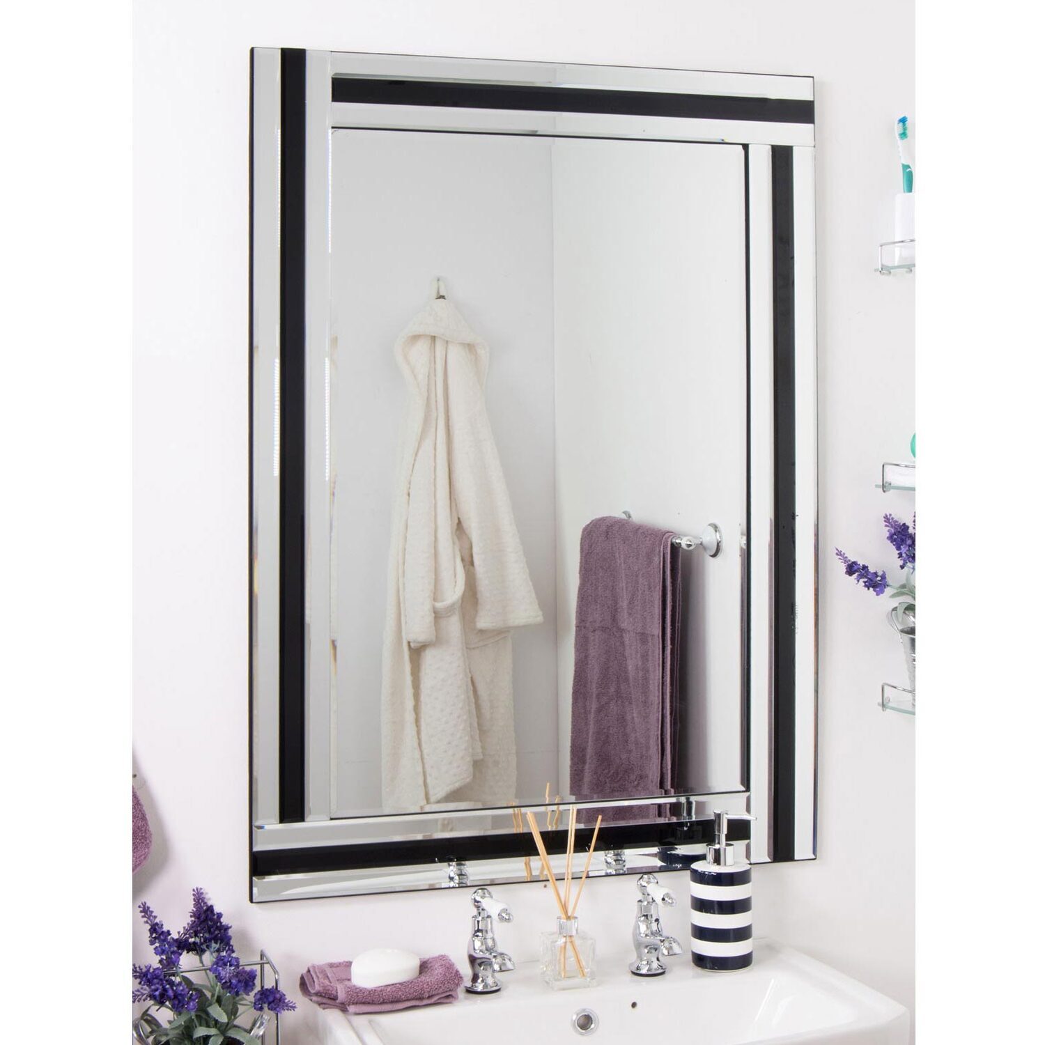 Image of MirrorOutlet Black Triple Bevelled Venetian Mirror&hellip;