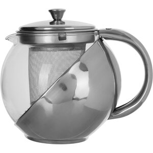 Fuso 650ml Grey Stainless Steel And Glass Teapot