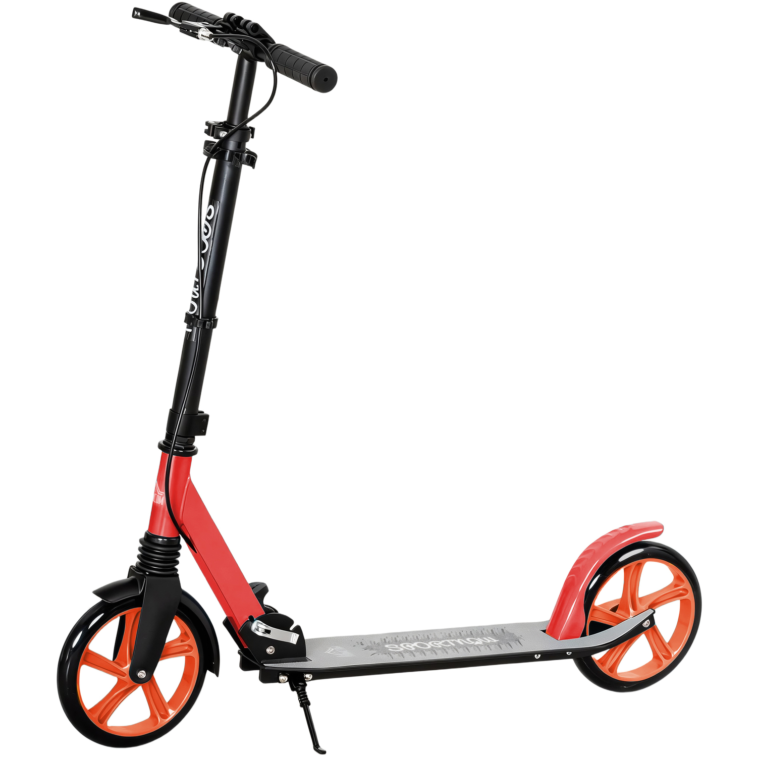 Homcom Folding Kick Scooter For 14+ W/ Adjustable Height, Red - Image 4