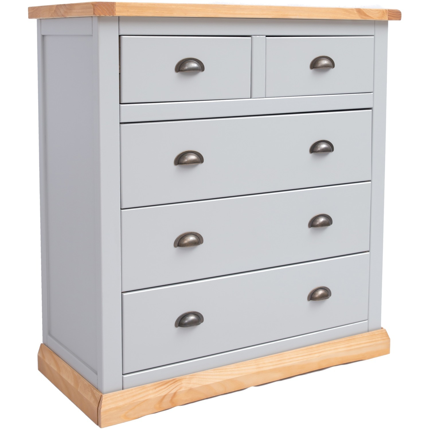 Cabinet Bits Bomporto 2 Over 3 Drawer Chest - Grey / Brass / 24Kg