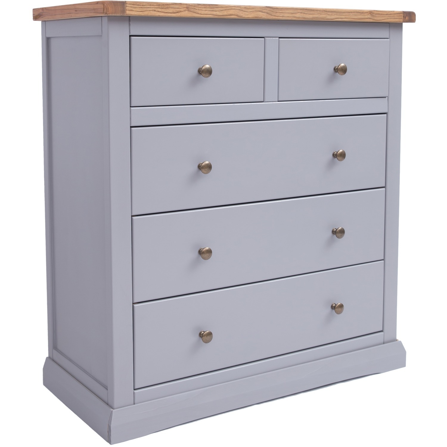 Cabinet Bits Rocca 2 Over 3 Drawer Chest - Grey / Brass