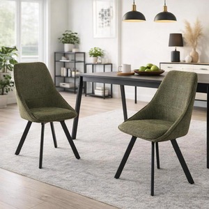 Pack of 2 Dining Chairs Premium Green Sand Blasted Metal UKFR Foam