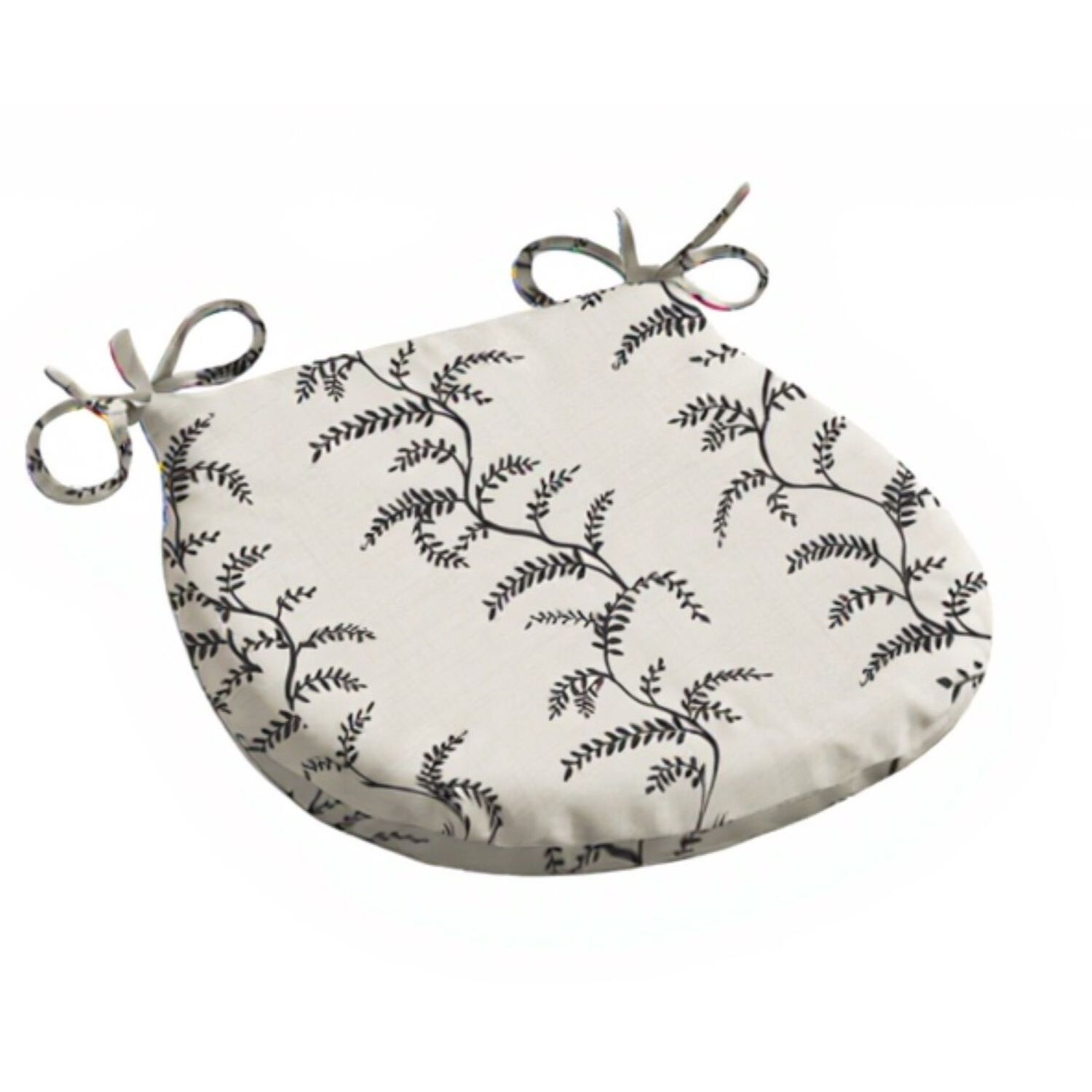 Livinluxury Linen Fern Outdoor D Shaped Seat Pad - Grey/White / 1