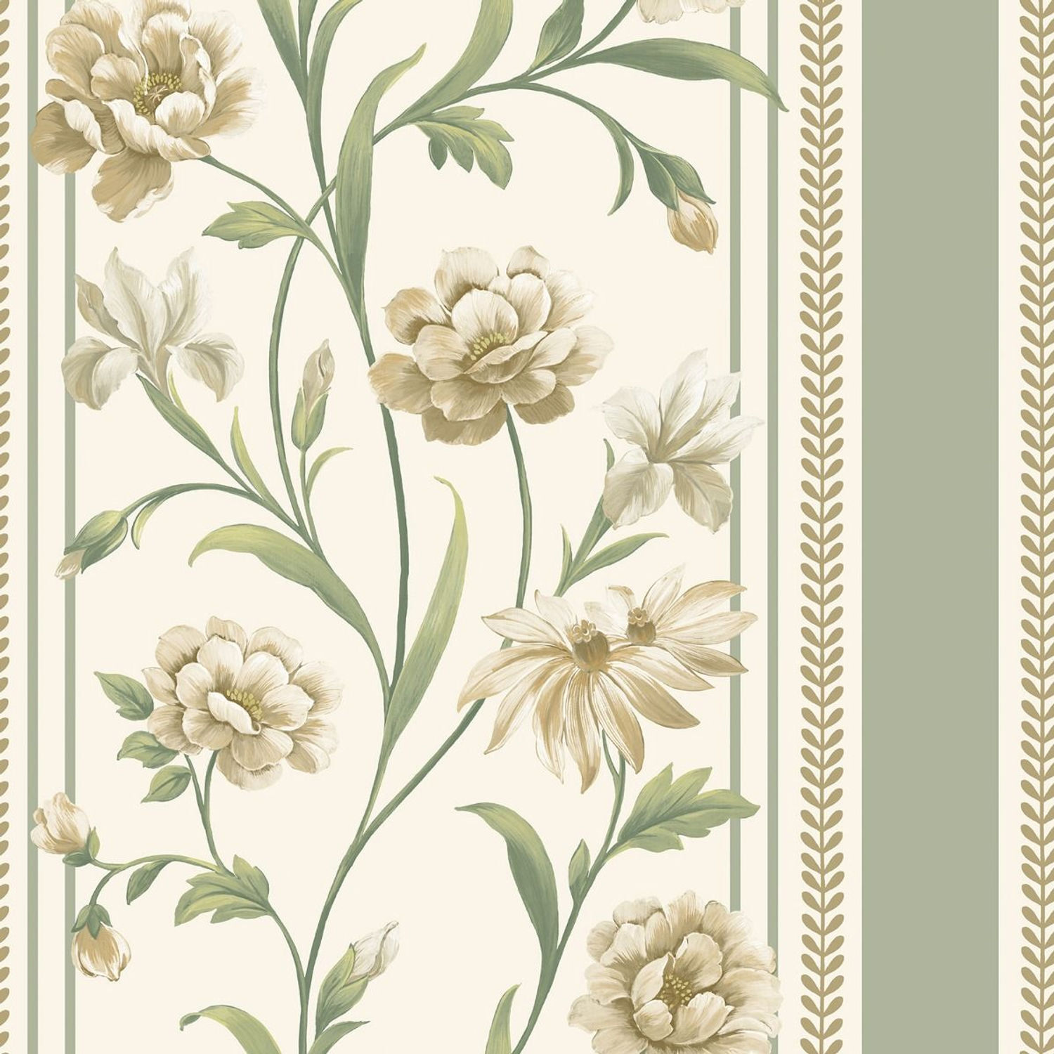 Belgravia Raya Floral Wallpaper - Green/Cream