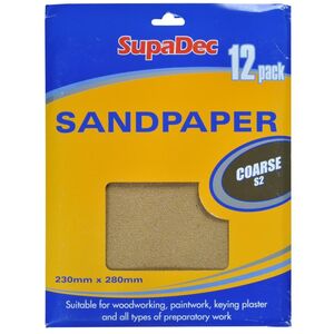 SupaDec General Purpose Sandpaper - Coarse (Pack Of 12)