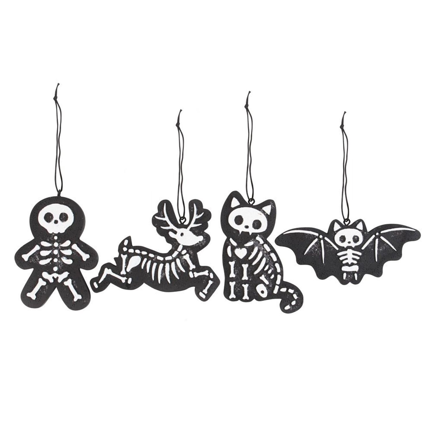 Something Different Skeleton Cookie Ornament Set (Pack Of 4) - Black/White