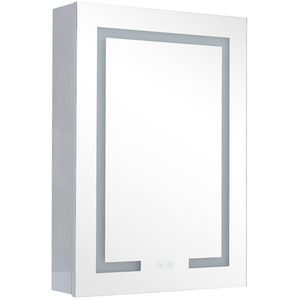 Wall-Mounted LED Bathroom Mirror Cabinet with Storage