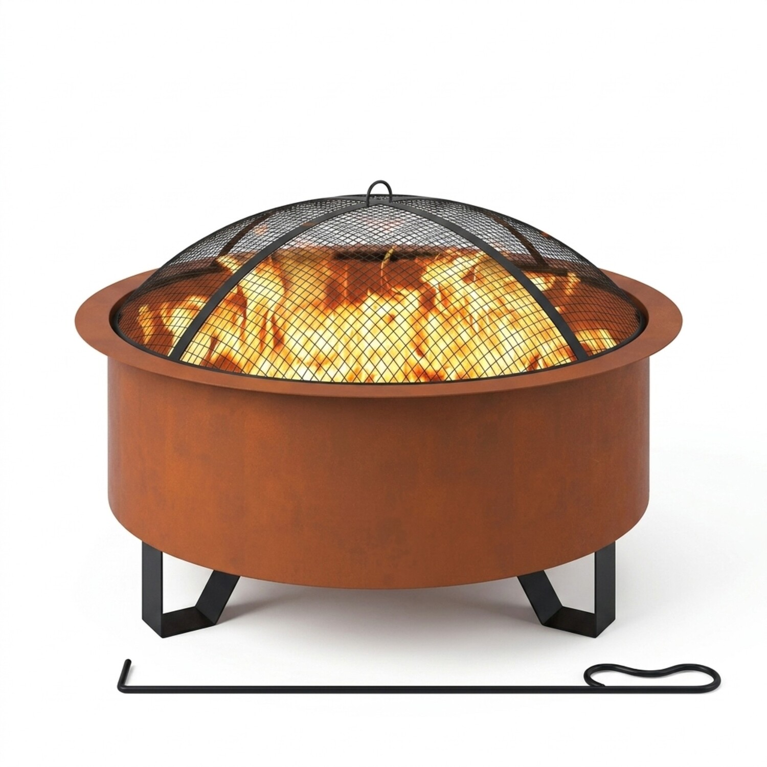 Teamson Home 26" Round Wood Burning Fire Pit With Accessories