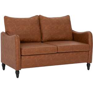 Mipa Brown Faux Leather Marble-Effect 2-Seater Sofa