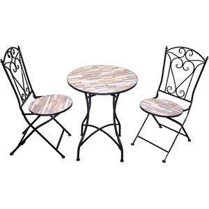 Oasis Mosaic Bistro Set with Table and 2 Folding Chairs