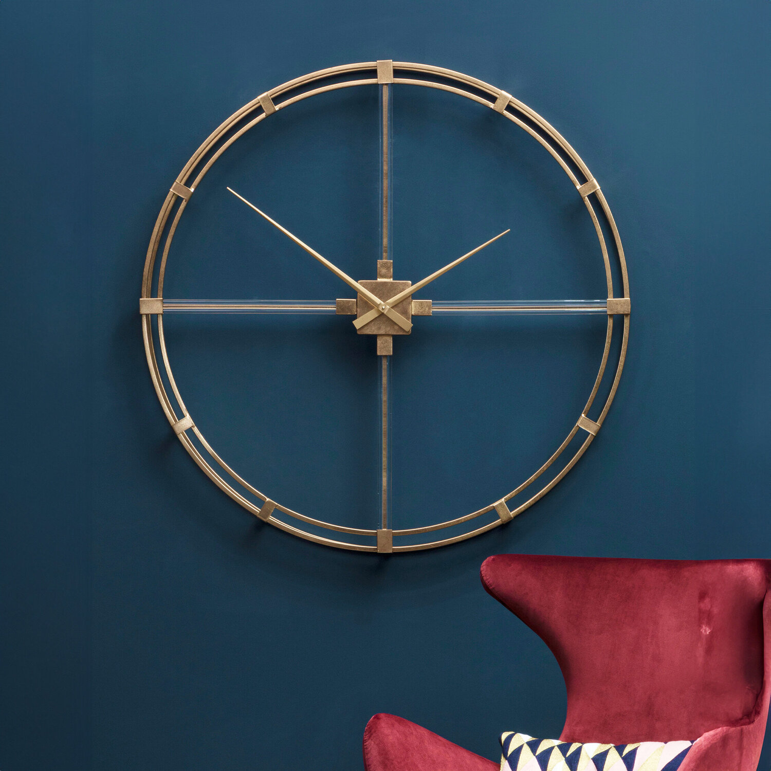 Orsina Beauly 110Cm Dia Gold Finish Metal Wall Clock - Gold