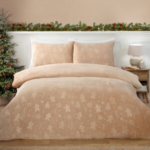 Gingerbread Embossed Fleece Duvet Set