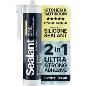 Hemway Hybrid Polymer Sealant & Adhesive Crystal Clear Kitchen Bathroom 1 Pack