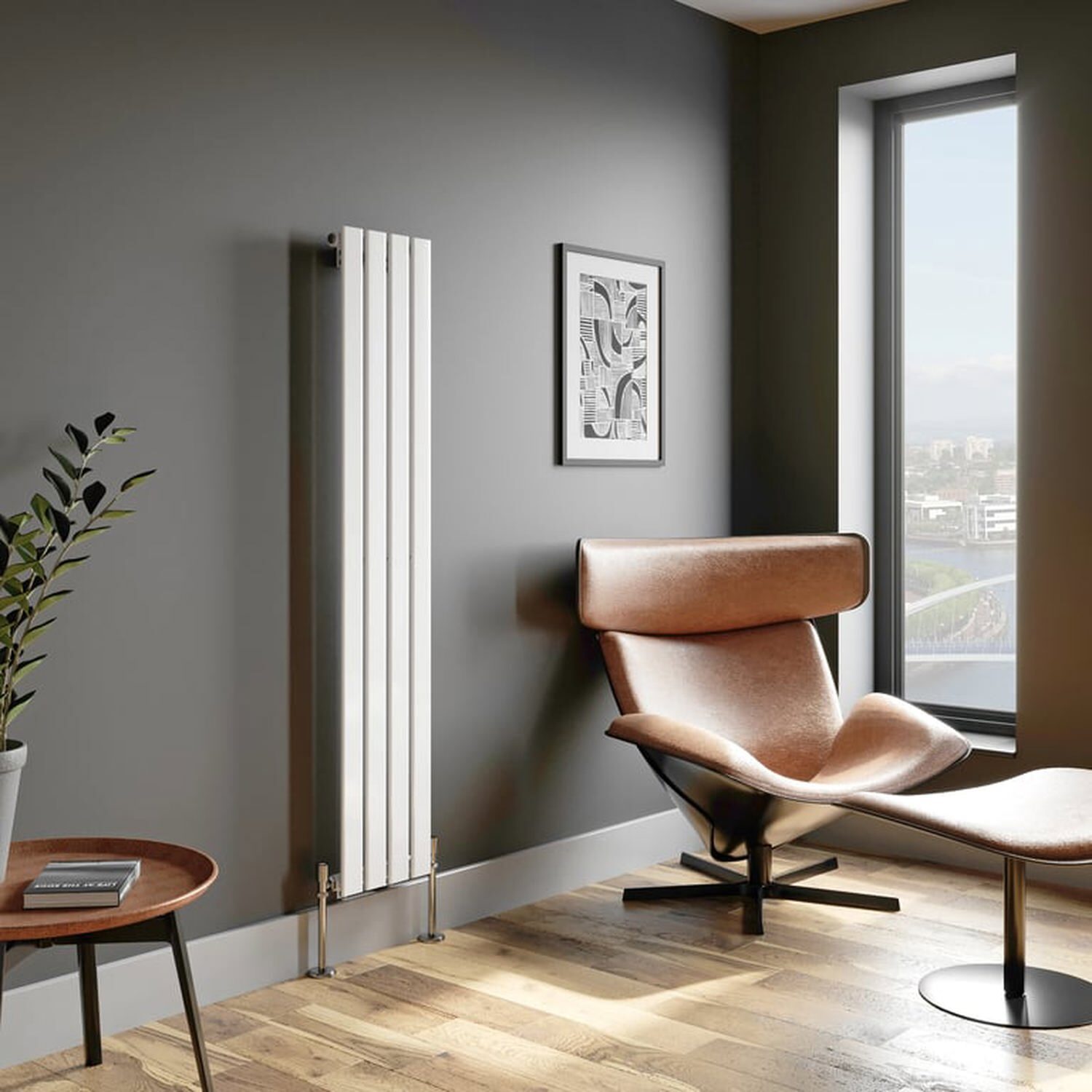 Temprazo Vertical Double Flat Panel Designer Radiator - 1800 X 300Mm White - White / 1600Mm / 300Mm / 52Mm