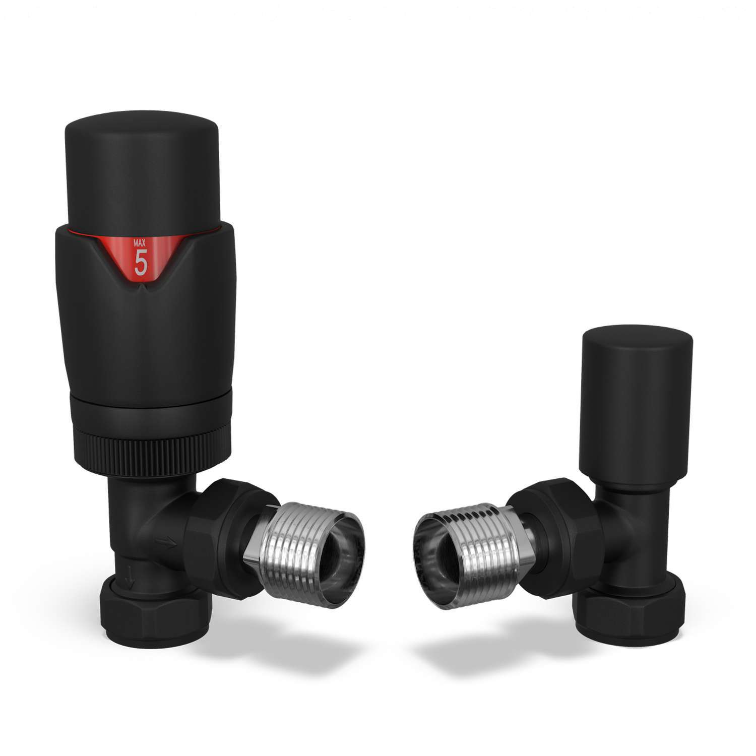 B&Q - Thermostatic Radiator Valve Set Trv Angled With Lockshield 15mmModern Style Black Stirling Bold - Image 3