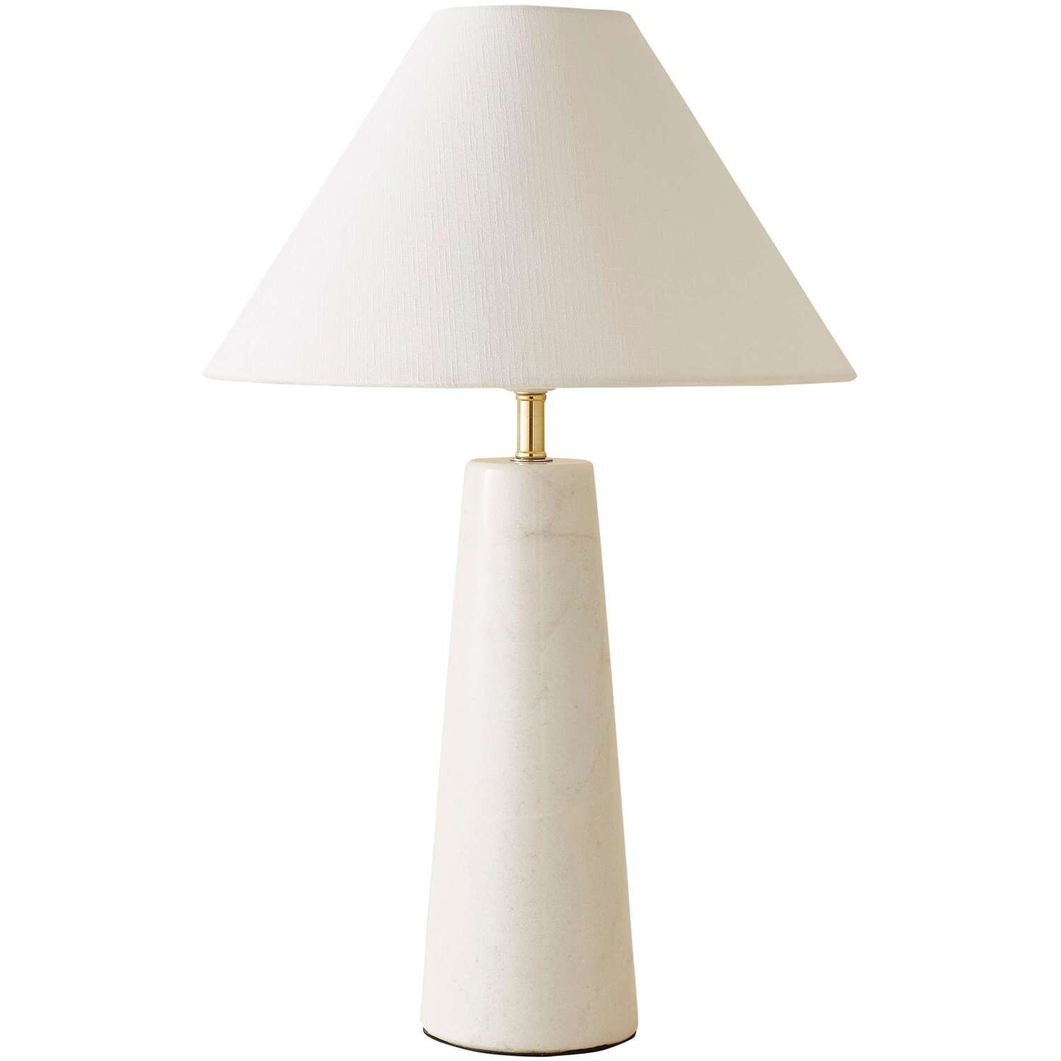 B&Q -  Margot White Marble Bedside Table Lamp With A Linen Tapered LampshadeBulb Included - Image 4