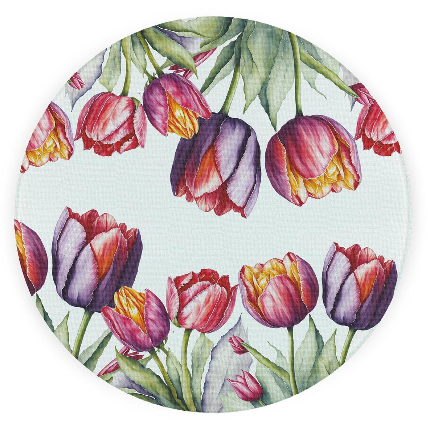 Image of Tulips Textured Glass Round Trivet -&hellip;
