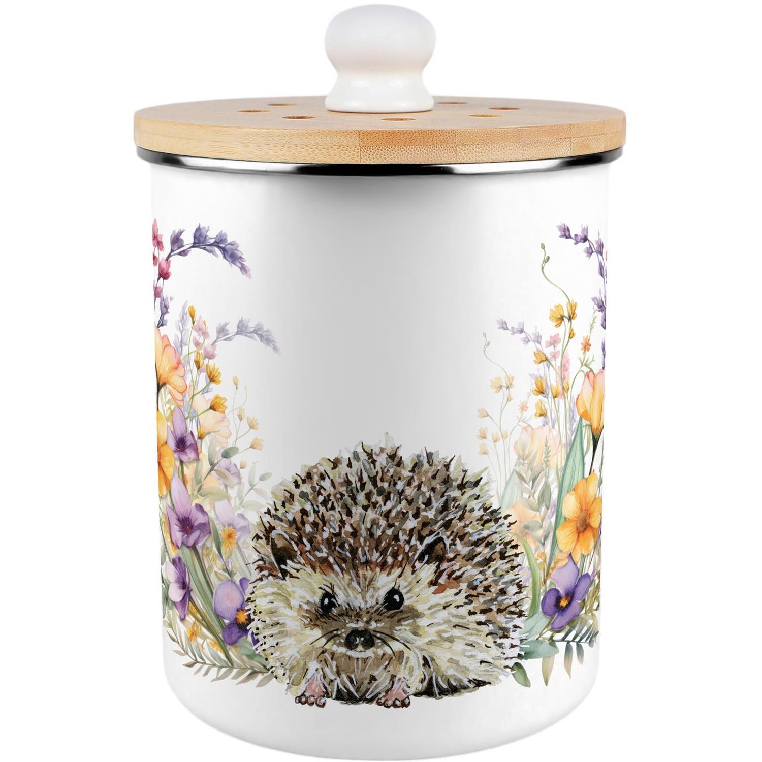 B&Q - Floral Hedgehog Food Waste CaddyEnamel 2L Kitchen Compost Bin - Image 3