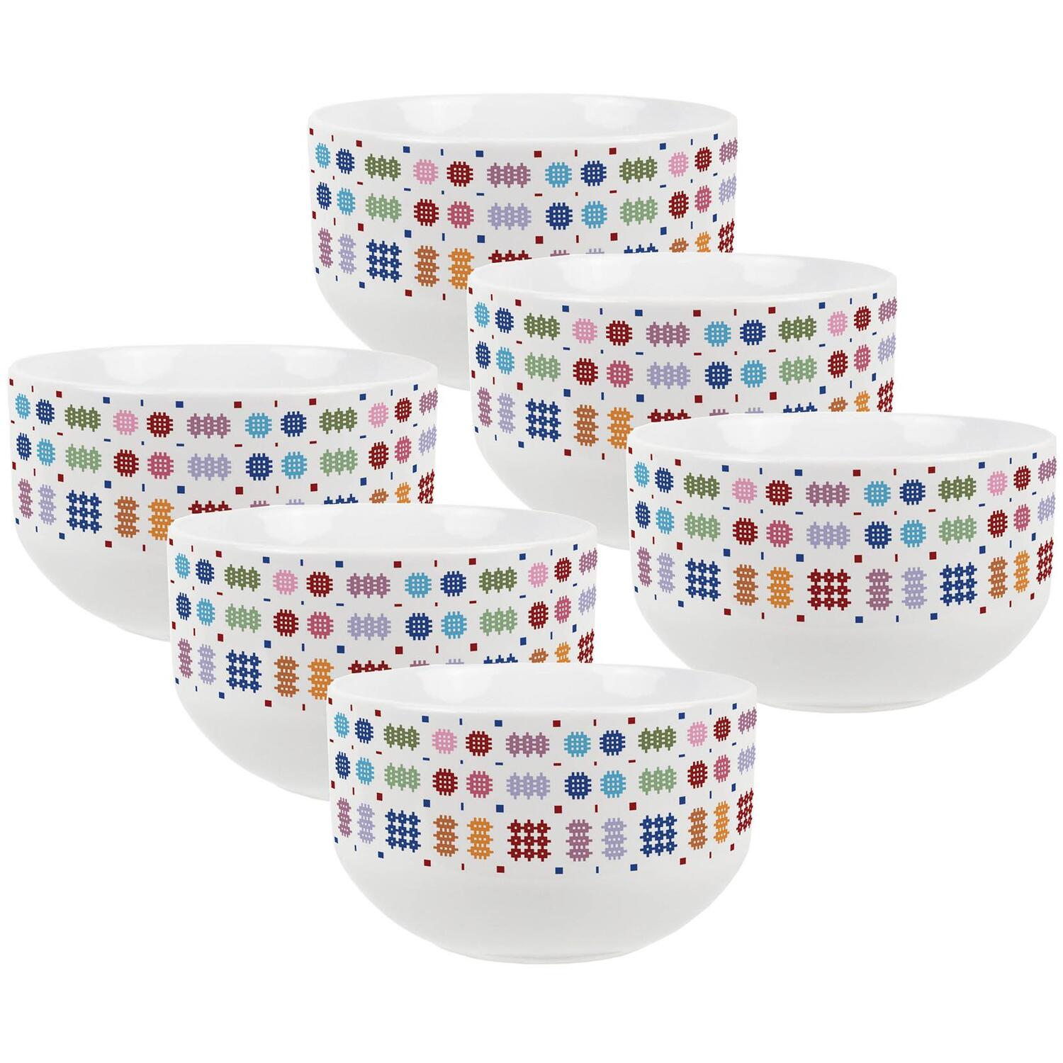 Image of Colourful Tapestry Ceramic Bowl - White&hellip;