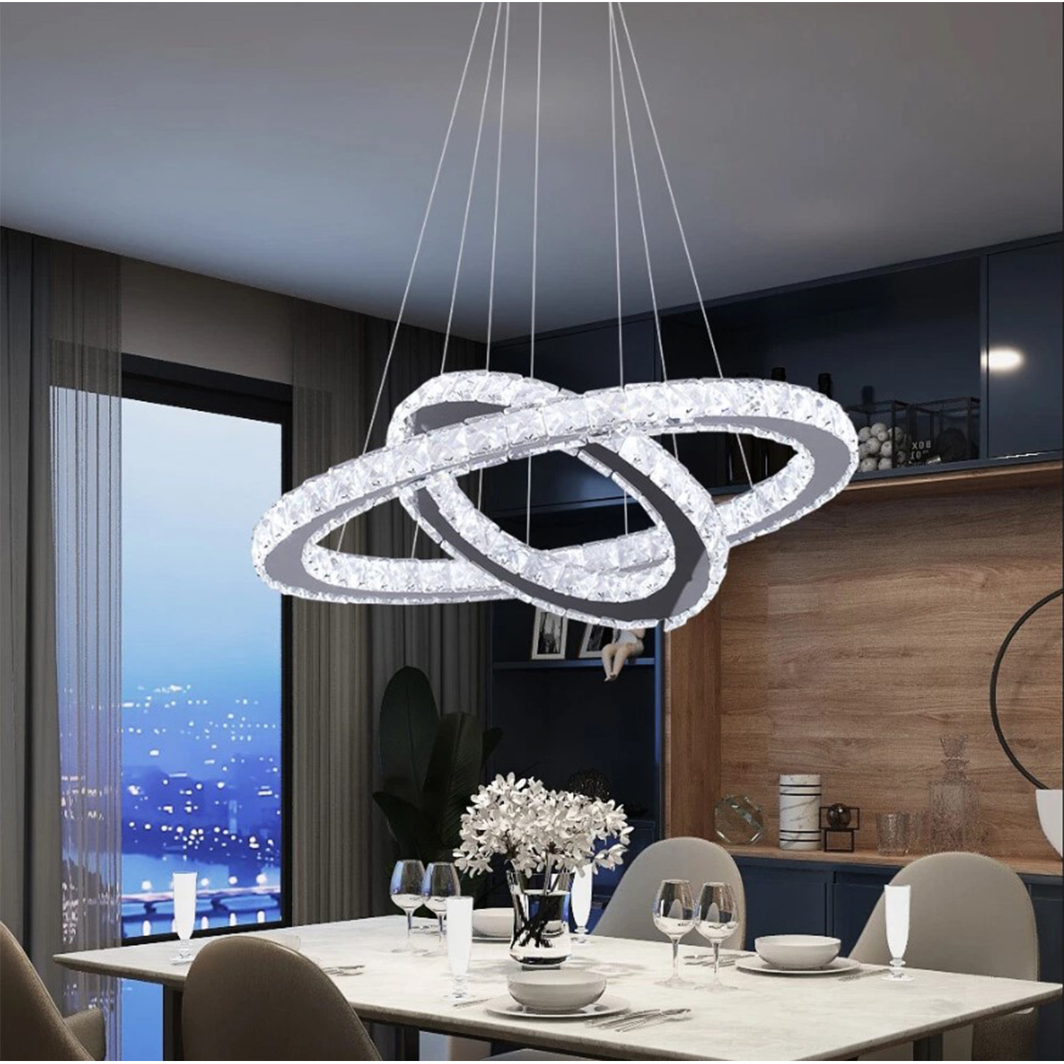 The Bath Plus Tb+ Chandelier 2 Rings Silver Dimmable - Silver