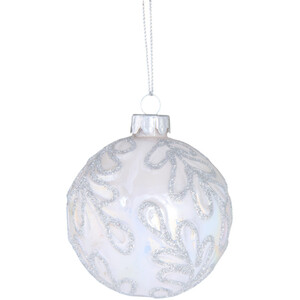 Silver Glitter Leaf Bauble