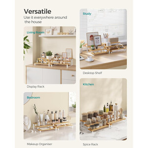 Expandable Kitchen Spice Rack Organizer, Stackable Cabinet Shelf System for Pantry Storage