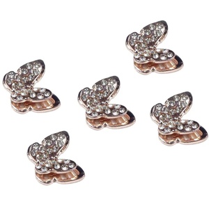 Pack of 5 Sparkling Butterfly Flat Back Diamante Embellishments