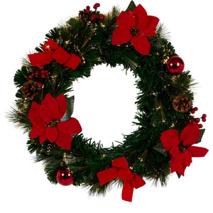 Red Poinsettia Fibre Optic Wreath