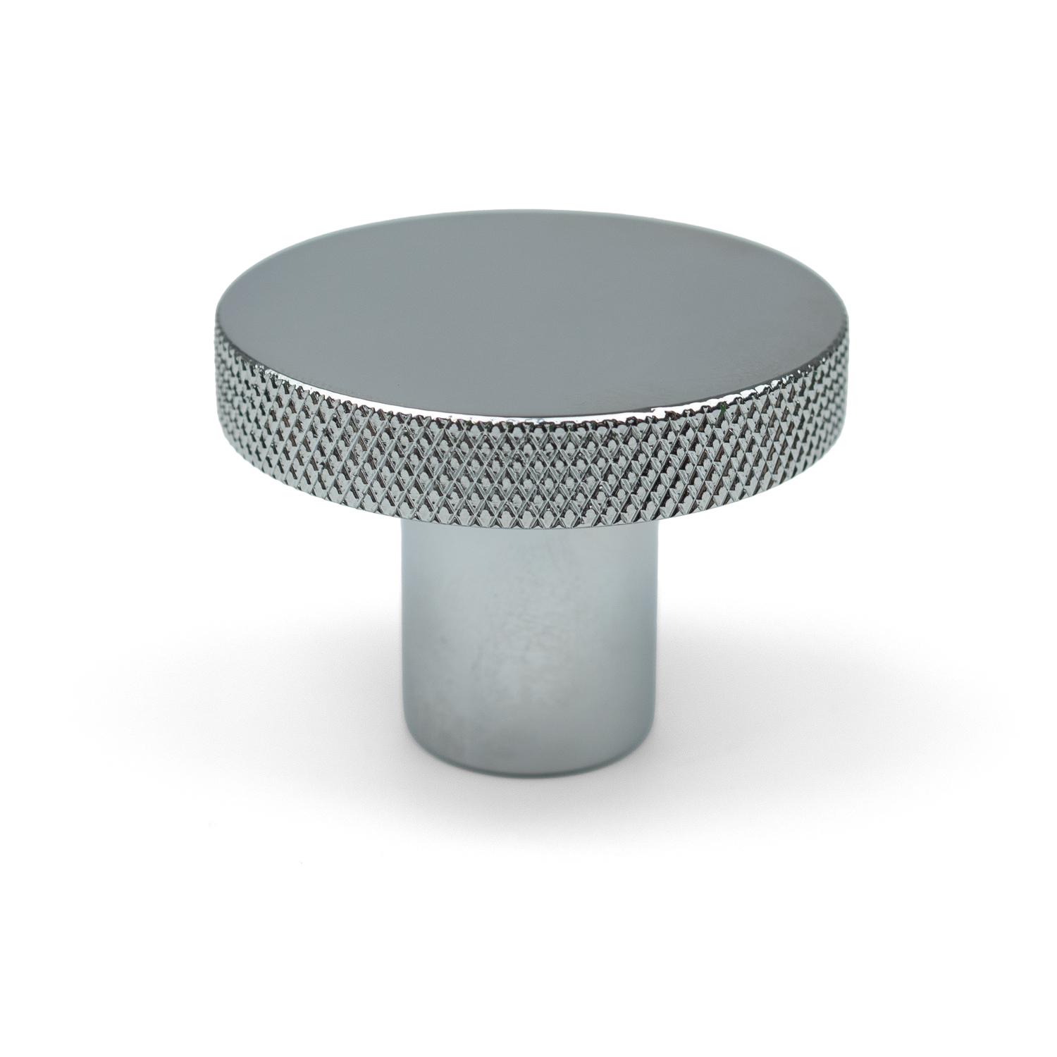 Polished Chrome Knurled Edge Disc Knobs - Image 2