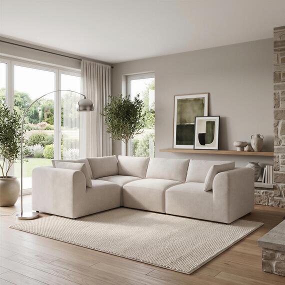 Drift Boucle Fabric 3 Seater Modular Corner Sofa