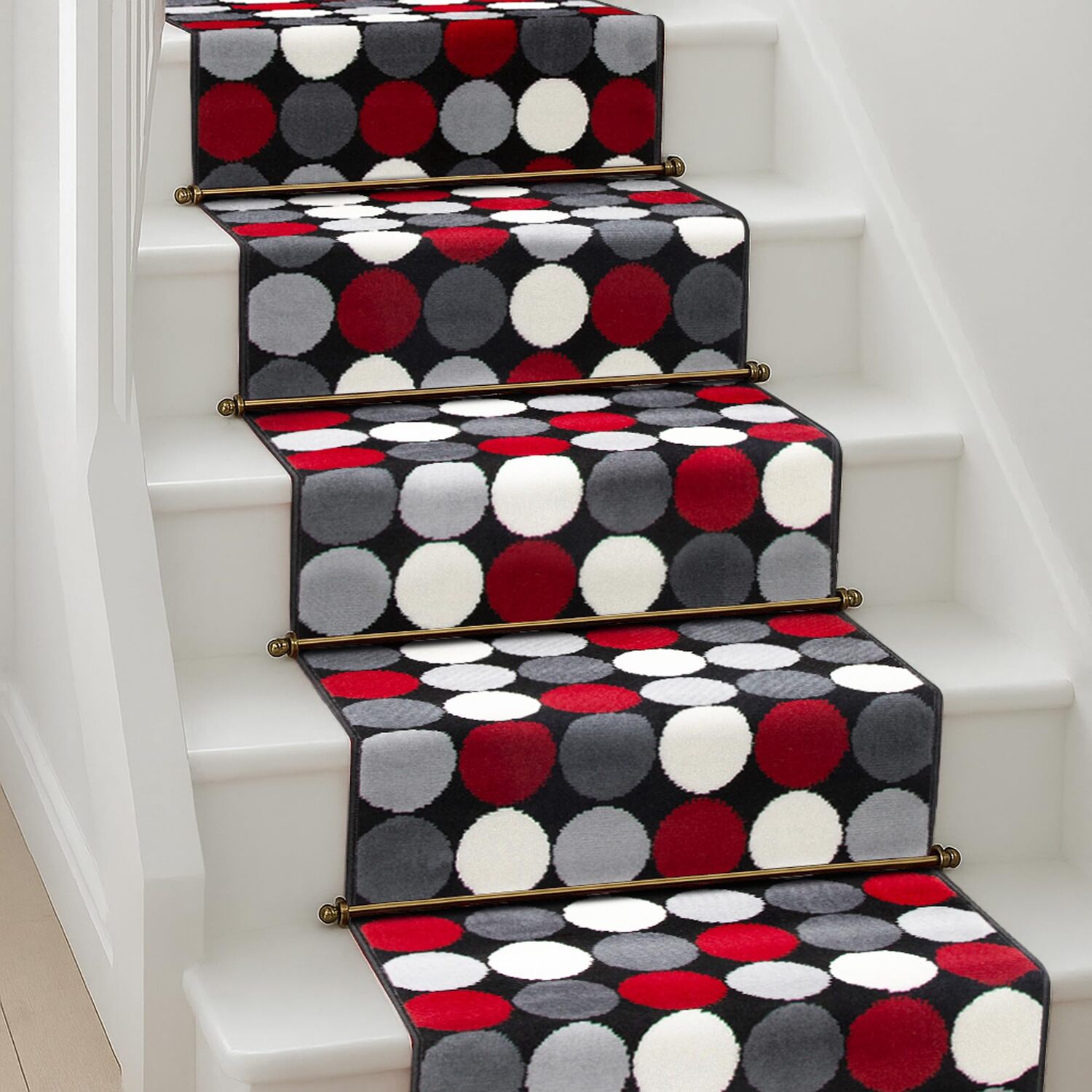 Bravich LTD Modern Spot Print Hallway Runner Rug Non Slip Low Pile in Black | Size: 60 cm x 360 cm