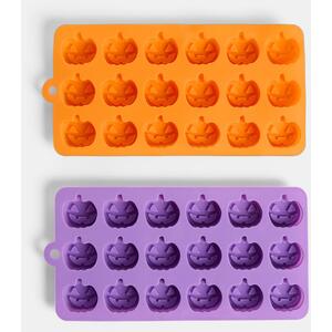 OHS Pack of 2 Pumpkin Silicone Ice Cube Trays