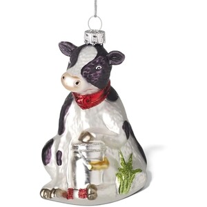 Heaven Sends Glass Cow With Bucket Christmas Tree Decoration