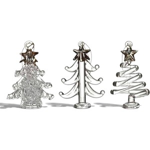 Set of Three Glass Christmas Tree Decorations