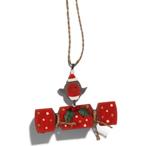 Robin on Cracker Christmas Tree Decoration