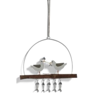 Shoeless Joe Seagulls and Fish Driftwood Wall Decoration