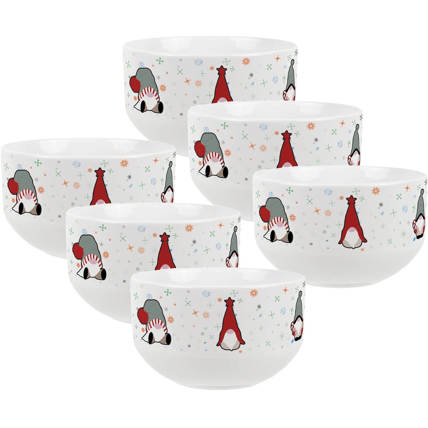 Purely Home Christmas Gonks Ceramic Snack Bowls - Set Of 4 - White / 6