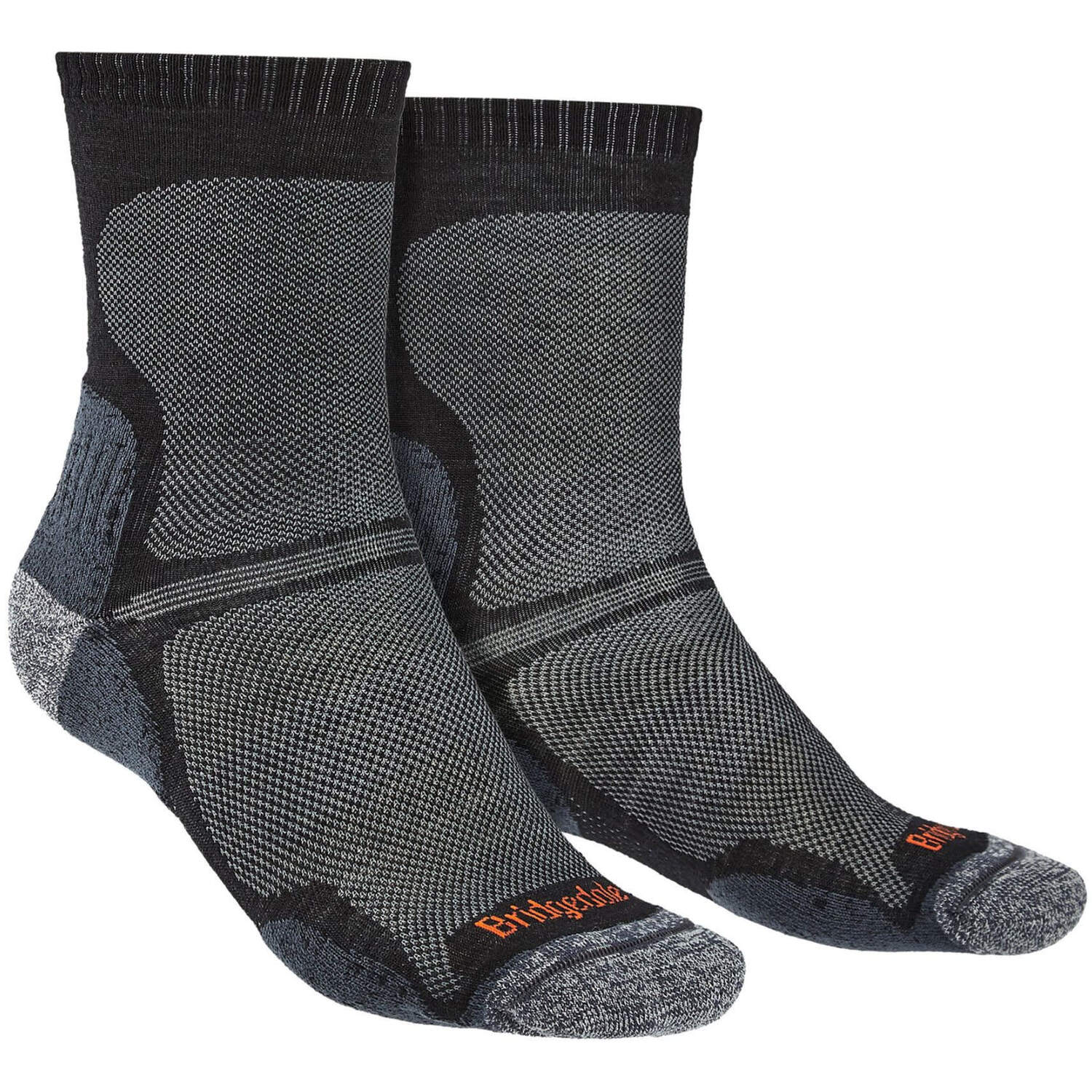 Bridgedale Men's Black Hiking Ultralight T2 Merino Wool Performance Crew Socks In | Size: 9-11 - Image 2