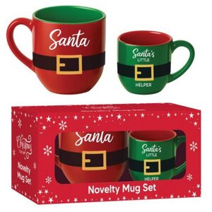 Santa and Santas Little Helper Mug Set