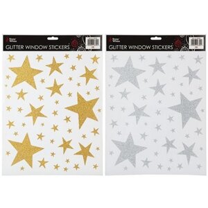 Glitter Stars Window Stickers 2 Assorted 6 Pack