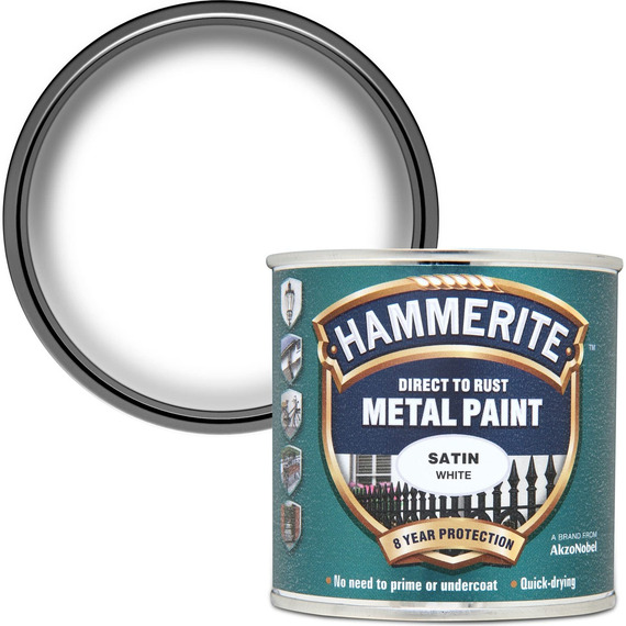 Hammerite Satin Finish White Paint, 250 ml.