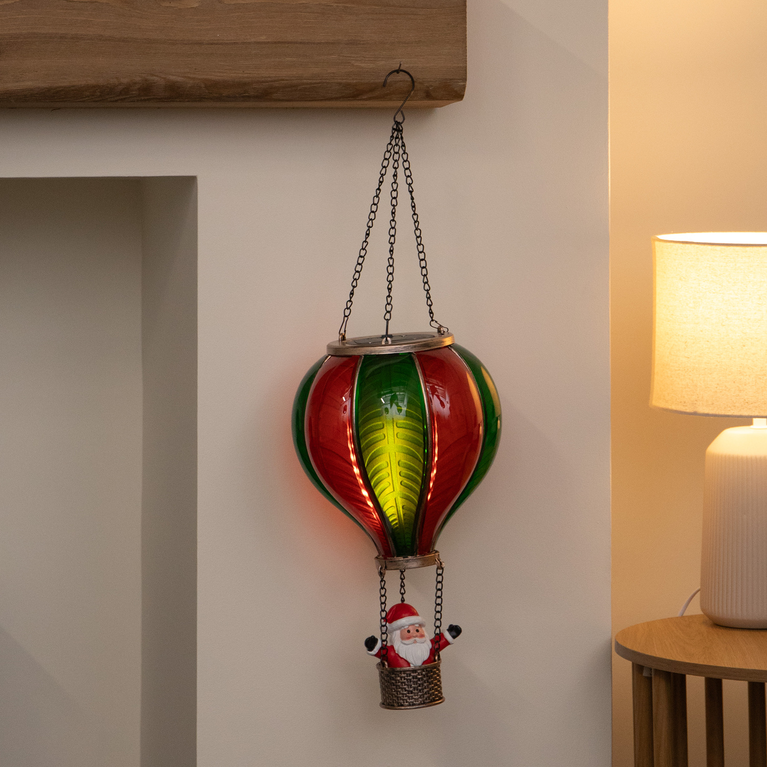 Samuel Alexander Unisex Multicolor 62Cm Santa Light Up Hot Air Balloon Hanging Christmas Decoration - Image 4